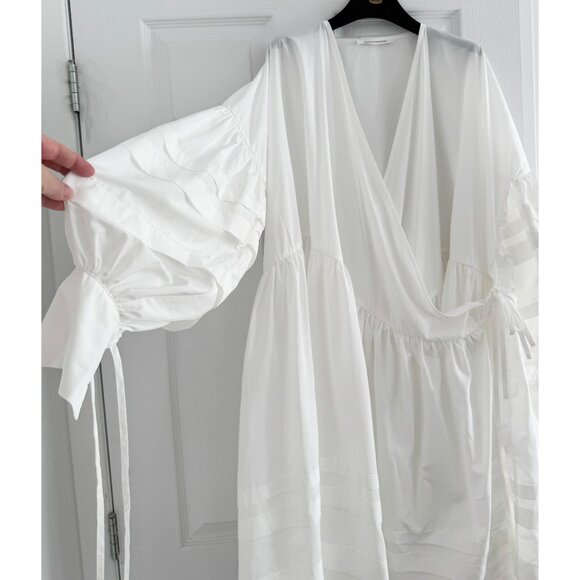 Cecilie Bahnsen "Amelie" Taffeta Wrap Dress in White, size M/L - Picture 5 of 10